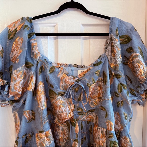 JessaKae Blue and Gold Floral Dress - Picture 2 of 4